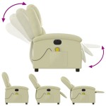 vidaXL Fotoliu de masaj rabatabil electric, crem, piele naturală vidaXL Fotoliu de masaj rabatabil electric, crem, piele naturală