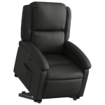 vidaXL Fotoliu rabatabil electric cu ridicare, negru, piele naturală