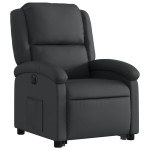 vidaXL Fotoliu rabatabil electric cu ridicare, negru, piele naturală