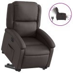 vidaXL Fotoliu rabatabil electric cu ridicare, maro, piele naturală