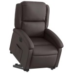 vidaXL Fotoliu rabatabil electric cu ridicare, maro, piele naturală