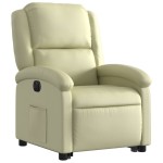 vidaXL Fotoliu rabatabil electric cu ridicare, crem, piele naturală