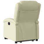 vidaXL Fotoliu rabatabil electric cu ridicare, crem, piele naturală