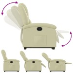 vidaXL Fotoliu rabatabil electric cu ridicare, crem, piele naturală