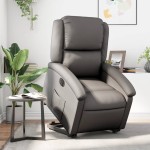 vidaXL Fotoliu rabatabil electric cu ridicare, gri, piele naturală