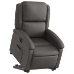 vidaXL Fotoliu rabatabil electric cu ridicare, gri, piele naturală