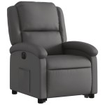 vidaXL Fotoliu rabatabil electric cu ridicare, gri, piele naturală