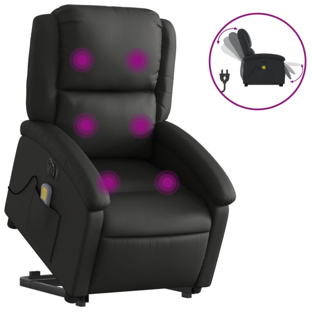 vidaXL Fotoliu electric masaj rabatabil cu ridicare, negru