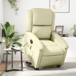 vidaXL Fotoliu electric masaj rabatabil cu ridicare crem piele natural