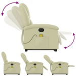 vidaXL Fotoliu electric masaj rabatabil cu ridicare crem piele natural
