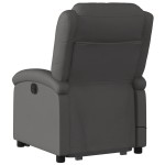 vidaXL Fotoliu electric masaj rabatabil cu ridicare gri piele natural vidaXL Fotoliu electric masaj rabatabil cu ridicare gri piele natural