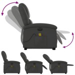 vidaXL Fotoliu electric masaj rabatabil cu ridicare gri piele natural vidaXL Fotoliu electric masaj rabatabil cu ridicare gri piele natural