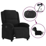 vidaXL Fotoliu rabatabil electric, negru, catifea