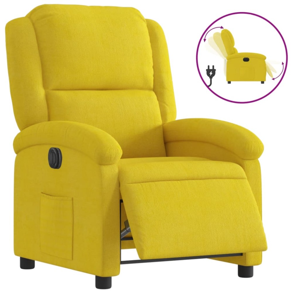 vidaXL Fotoliu rabatabil electric, galben, catifea