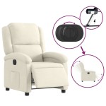 vidaXL Fotoliu rabatabil electric, crem, catifea
