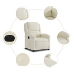 vidaXL Fotoliu rabatabil electric, crem, catifea