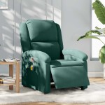 vidaXL Fotoliu electric de masaj rabatabil, verde închis, catifea vidaXL Fotoliu electric de masaj rabatabil, verde închis, catifea