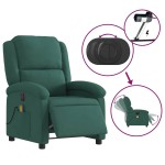 vidaXL Fotoliu electric de masaj rabatabil, verde închis, catifea vidaXL Fotoliu electric de masaj rabatabil, verde închis, catifea
