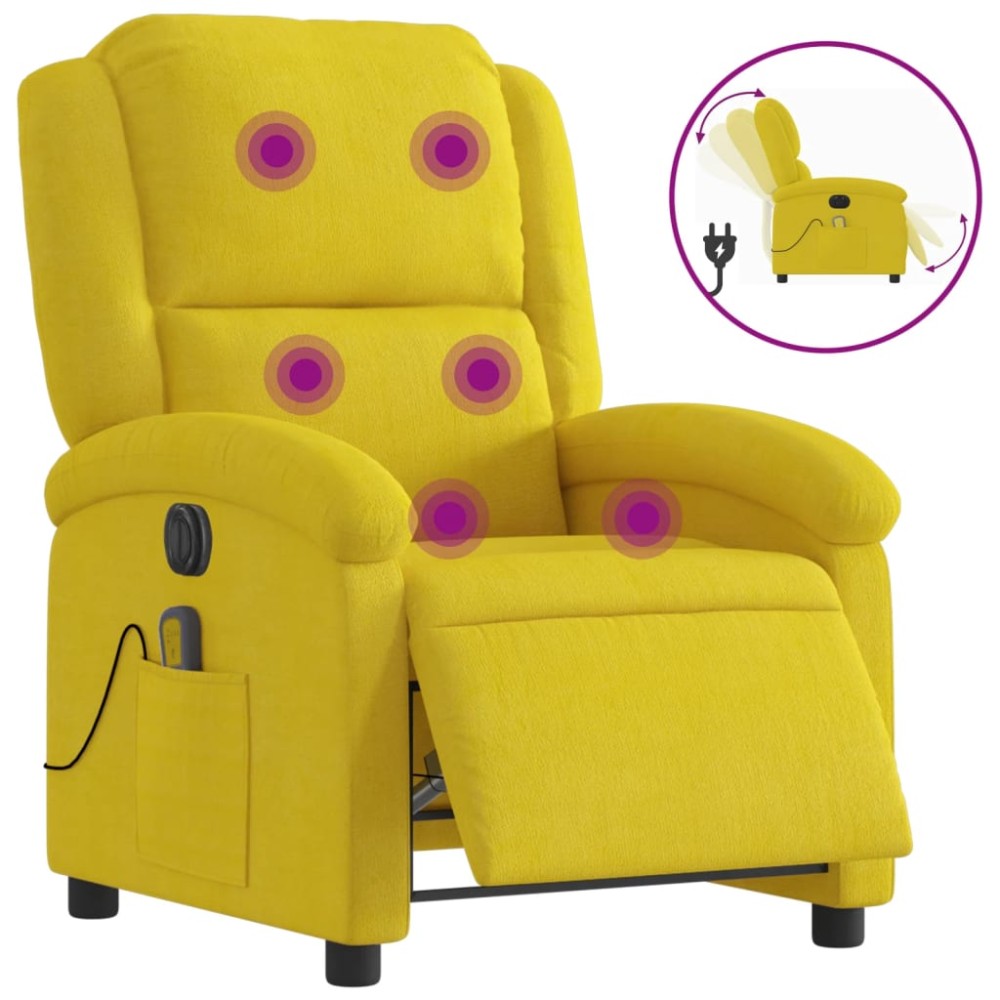 vidaXL Fotoliu de masaj electric rabatabil, galben, catifea