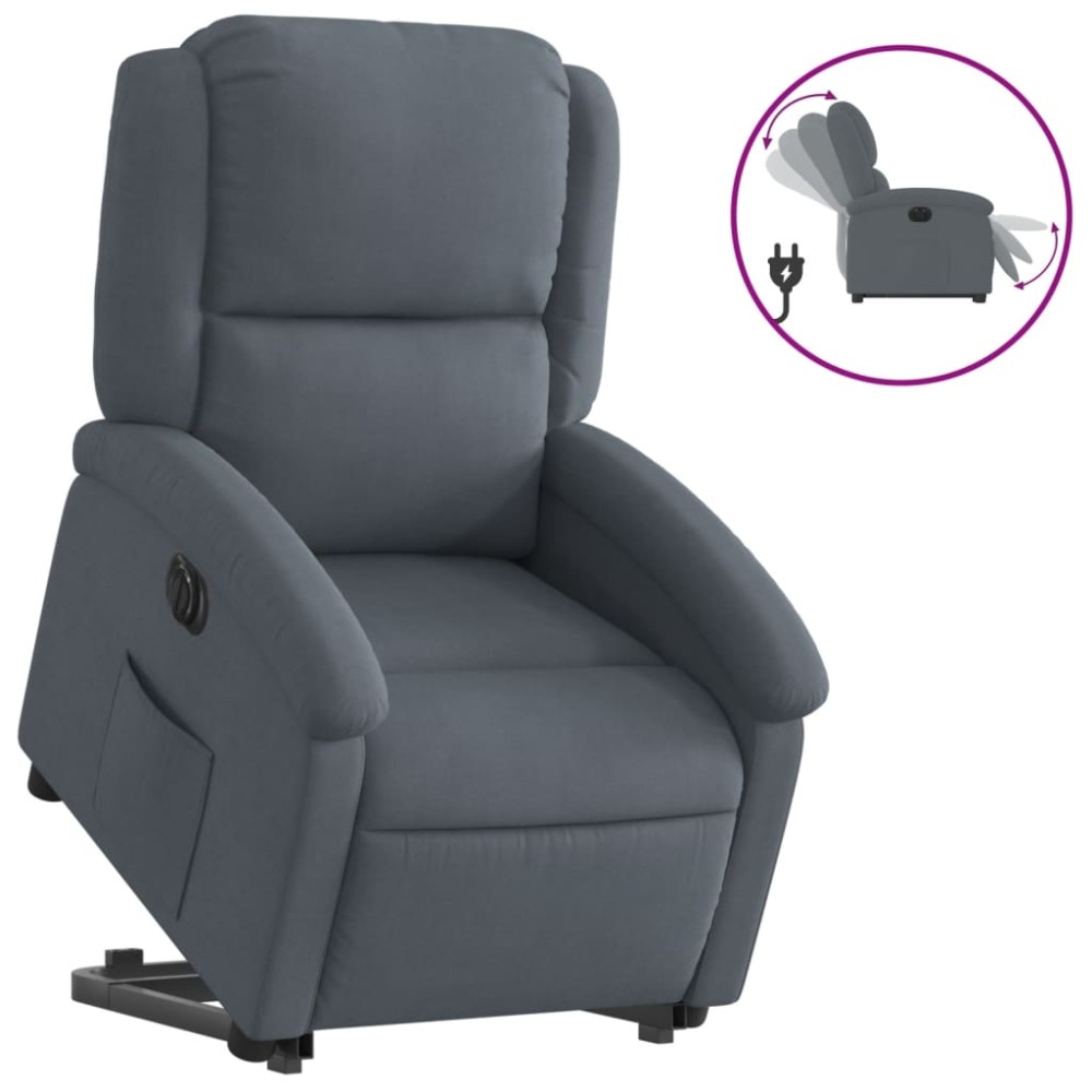 vidaXL Fotoliu electric rabatabil cu ridicare, gri închis, catifea