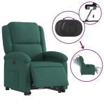 vidaXL Fotoliu electric rabatabil cu ridicare, verde închis, catifea