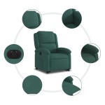 vidaXL Fotoliu electric rabatabil cu ridicare, verde închis, catifea