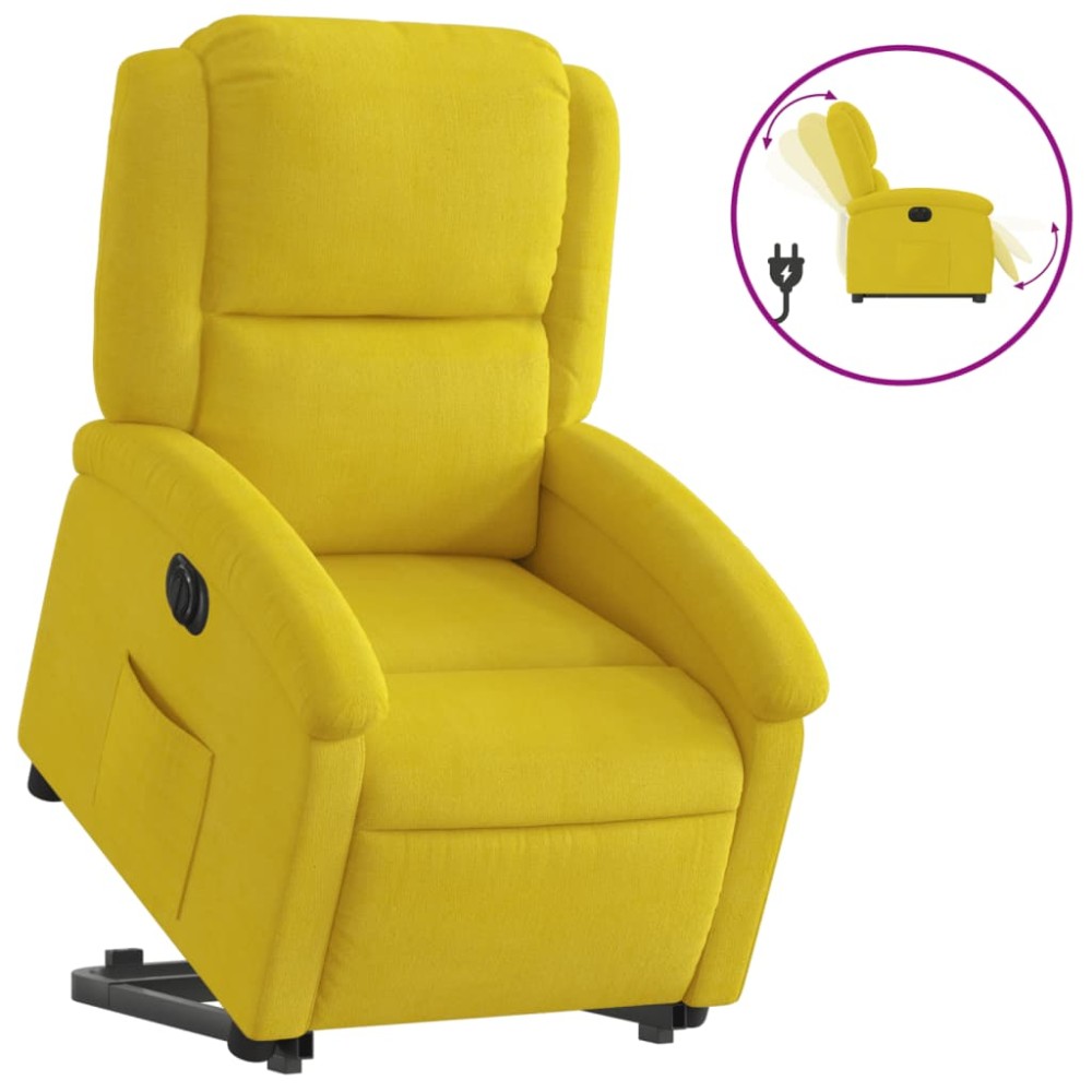 vidaXL Fotoliu electric rabatabil cu ridicare, galben, catifea