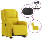 vidaXL Fotoliu electric rabatabil cu ridicare, galben, catifea