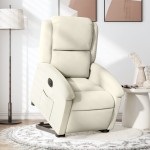 vidaXL Fotoliu electric rabatabil cu ridicare, crem, catifea
