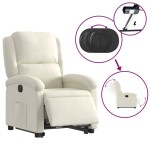vidaXL Fotoliu electric rabatabil cu ridicare, crem, catifea