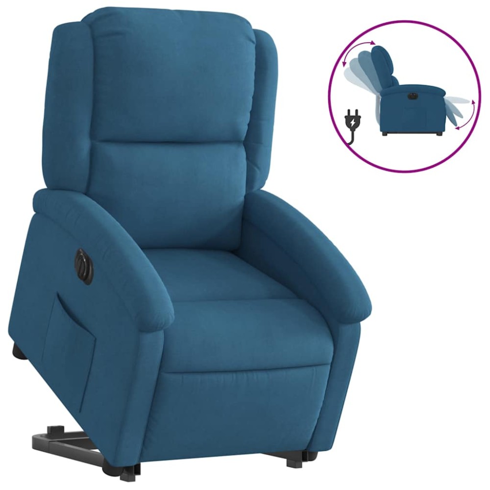 vidaXL Fotoliu electric rabatabil cu ridicare, albastru, catifea