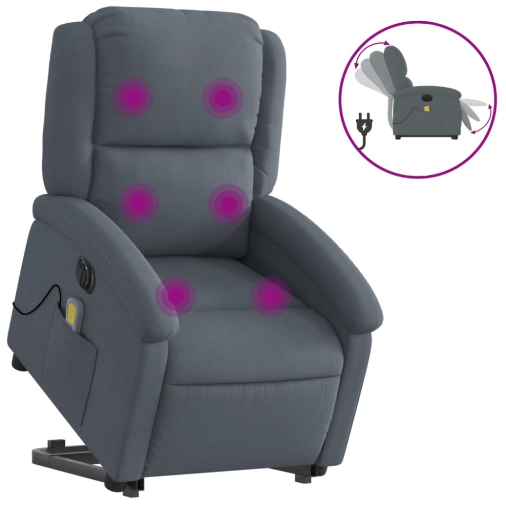 vidaXL Fotoliu electric masaj rabatabil cu ridicare gri închis catifea