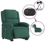 vidaXL Fotoliu electric masaj rabatabil/ridicare verde închis catifea