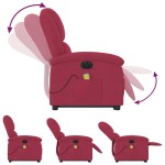 vidaXL Fotoliu de masaj electric rabatabil roșu vin catifea