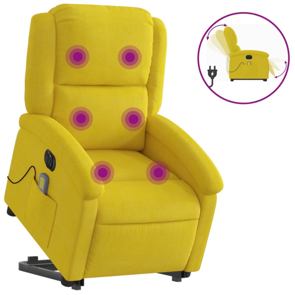 vidaXL Fotoliu de masaj electric rabatabil cu ridicare galben, catifea