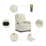 vidaXL Fotoliu electric de masaj rabatabil cu ridicare, crem, catifea vidaXL Fotoliu electric de masaj rabatabil cu ridicare, crem, catifea
