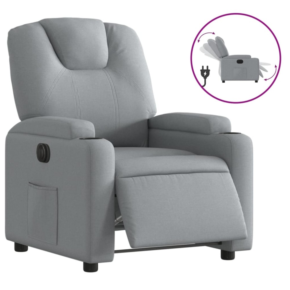 vidaXL Fotoliu rabatabil electric, gri deschis, textil
