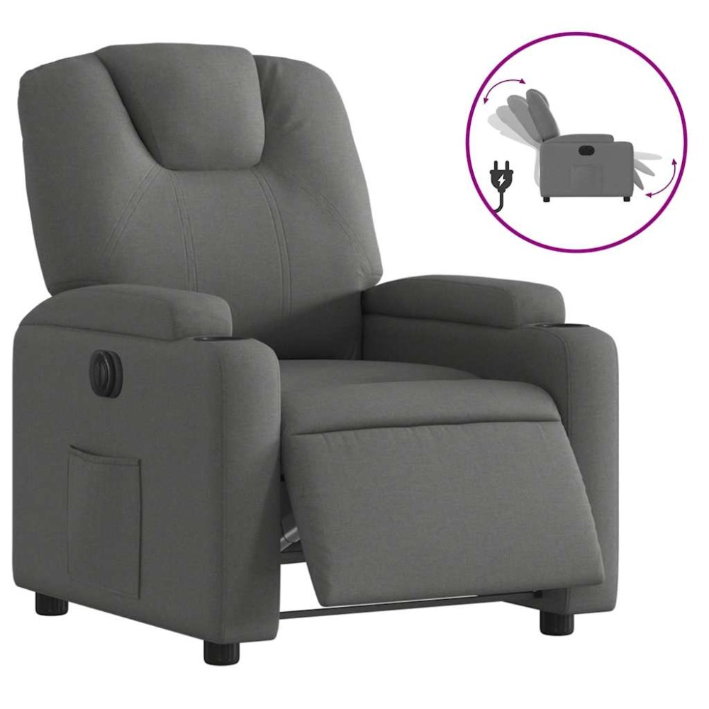 vidaXL Fotoliu rabatabil electric, gri închis, material textil