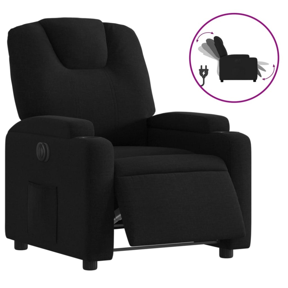 vidaXL Fotoliu rabatabil electric, negru, material textil