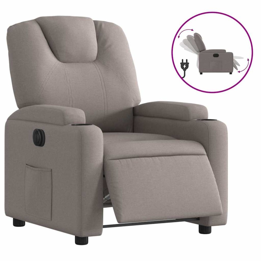 vidaXL Fotoliu rabatabil electric, gri taupe, material textil