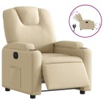 vidaXL Fotoliu rabatabil electric, crem, material textil