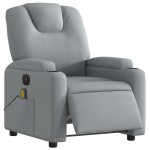 vidaXL Fotoliu electric de masaj rabatabil, gri deschis, microfibră