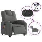 vidaXL Fotoliu electric de masaj rabatabil, gri închis, textil
