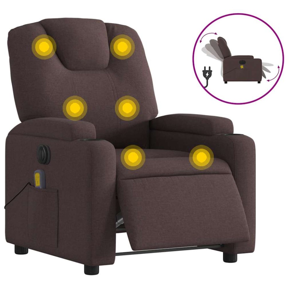 vidaXL Fotoliu electric de masaj rabatabil, maro închis, textil