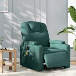 vidaXL Fotoliu electric de masaj rabatabil, verde închis, textil vidaXL Fotoliu electric de masaj rabatabil, verde închis, textil