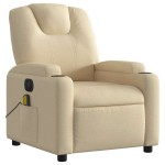 vidaXL Fotoliu electric de masaj rabatabil, crem, textil