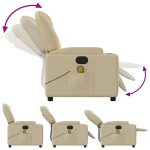 vidaXL Fotoliu electric de masaj rabatabil, crem, textil