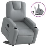 vidaXL Fotoliu rabatabil cu ridicare, gri deschis, material textil