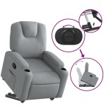 vidaXL Fotoliu rabatabil cu ridicare, gri deschis, material textil