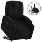 vidaXL Fotoliu rabatabil cu ridicare pe verticală, negru, textil